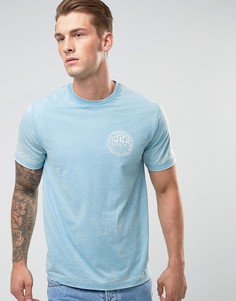 Выбеленная голубая футболка с принтом River Island - Синий