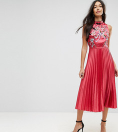 Плиссированное платье миди с вышивкой ASOS TALL - Мульти