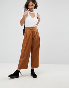 Светло-коричневые укороченные брюки с молниями ASOS DAPHNE - Рыжий