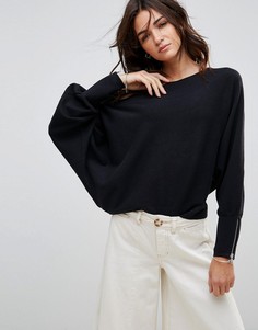 Вязаный джемпер с вырезом лодочкой Free People Hide and Seek - Черный