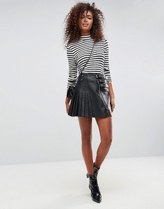 Кожаная юбка с пряжками ASOS - Черный