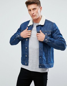Джинсовая куртка с воротником из искусственного меха Esprit - Синий