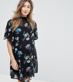 Платье мини с высоким воротом и цветочным принтом ASOS Maternity - Мульти