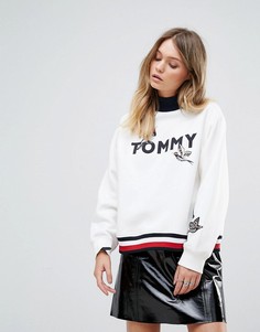 Свитшот с высоким воротником и логотипом Tommy Hilfiger - Белый