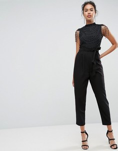 Декорированный комбинезон с высоким воротником ASOS - Черный