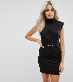Платье мини с высоким воротом ASOS PETITE - Черный