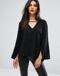 Топ с расклешенными рукавами River Island - Черный