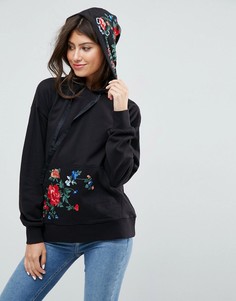 Толстовка с цветочной вышивкой ASOS - Черный
