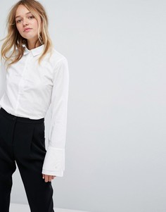 Рубашка на пуговицах с широкими рукавами Monki - Серебряный