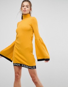Платье с рукавами клеш ASOS - Желтый