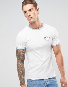 Белая обтягивающая футболка с окантовкой River Island - Белый
