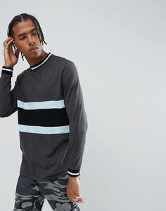 Удлиненный лонгслив в стиле колор блок с окантовкой ASOS - Серый
