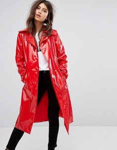 Виниловый тренч PrettyLittleThing - Красный