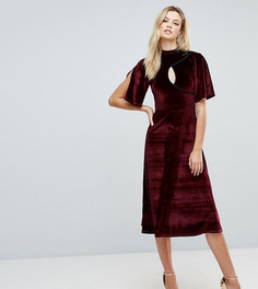 Бархатное платье миди ASOS TALL - Красный