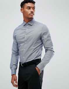 Зауженная рубашка в клетку с двойными манжетами ASOS - Темно-синий