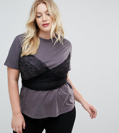 Футболка с кружевным запахом ASOS CURVE - Белый