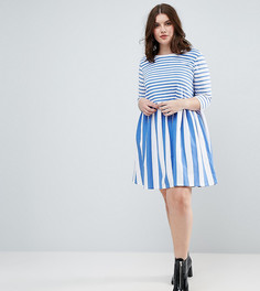 Свободное платье в полоску ASOS CURVE - Мульти