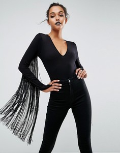Боди с бахромой ASOS HALLOWEEN - Черный