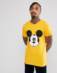 Желтая обтягивающая футболка с принтом Микки Мауса ASOS - Оранжевый