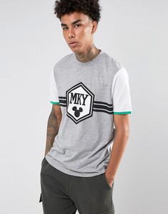 Свободная футболка с принтом в университетском стиле и вставками ASOS Mickey - Серый
