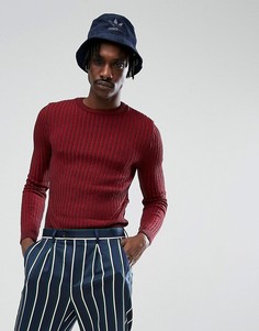 Бордовый обтягивающий джемпер в рубчик ASOS - Красный