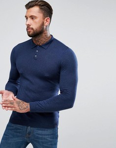 Поло темно-синего цвета обтягивающего кроя ASOS - Темно-синий