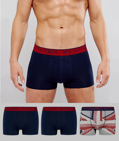 Набор из 3 боксеров-брифов с принтом британского флага Ben Sherman - Мульти