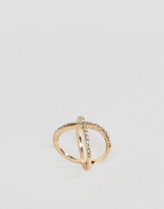 Золотистое кольцо с искусственным кристаллом DesignB London - Золотой
