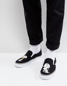 Черные кеды-слипоны Vans X Peanuts VA38F7QTZ - Черный