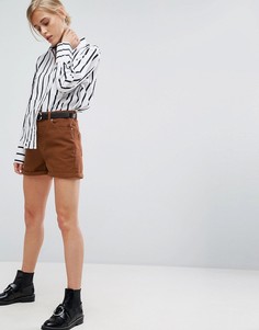 Парусиновые шорты с поясом ASOS - Коричневый