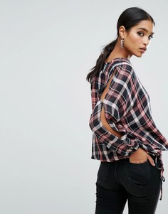 Топ в клетку с разрезами на рукавах River Island - Мульти