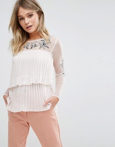 Блузка с вышивкой River Island - Кремовый