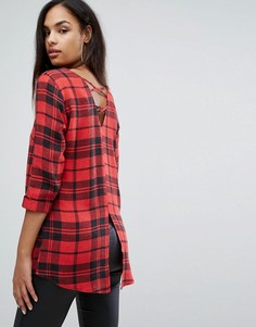 Топ в клетку с перекрестной отделкой на спине River Island - Мульти