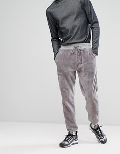 Флисовые джоггеры слим ASOS - Серый