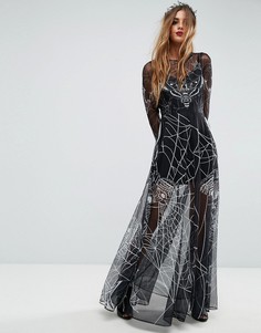 Платье макси с принтом в стиле Хэллоуина ASOS - Мульти