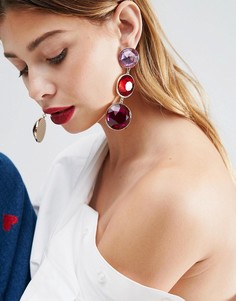 Серьги-подвески с тремя камнями ASOS - Мульти
