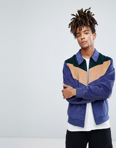 Вельветовая куртка Харрингтон с шевронным узором ASOS - Темно-синий