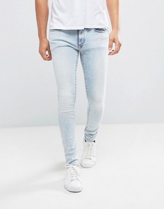 Супероблегающие джинсы с эффектом кислотной стирки River Island - Синий