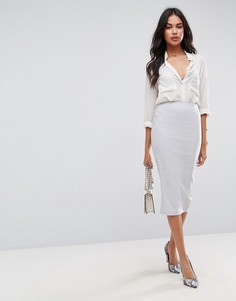 Длинная юбка-карандаш ASOS - Серебряный