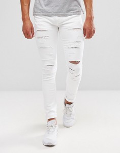 Белые суперузкие джинсы скинни с рваной отделкой River Island - Белый