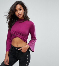 Топ с узлом и расклешенными рукавами PrettyLittleThing - Фиолетовый