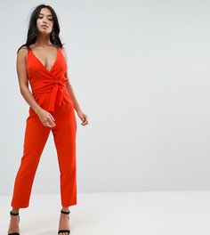 Комбинезон с запахом и поясом ASOS PETITE - Красный