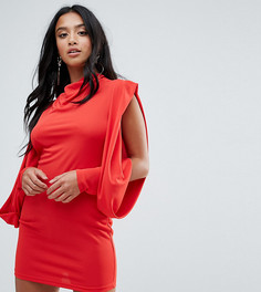 Облегающее платье с открытыми плечами и драпировкой ASOS PETITE - Красный