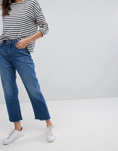 Прямые джинсы с завышенной талией и бахромой по краю Only - Синий