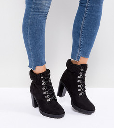 Походные ботинки для широкой стопы на каблуке New Look - Черный
