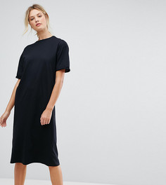 Платье-футболка миди с отворотами на рукавах ASOS TALL - Черный