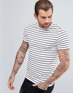 Белая обтягивающая футболка в полоску River Island - Белый