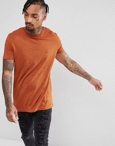 Длинная футболка с принтом ASOS - Рыжий