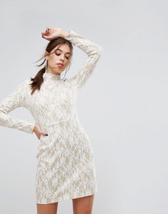 Платье мини с кружевной вставкой PrettyLittleThing - Белый