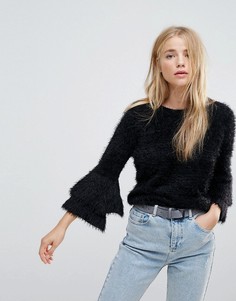 Вязаный джемпер с ярусными рукавами New Look - Черный